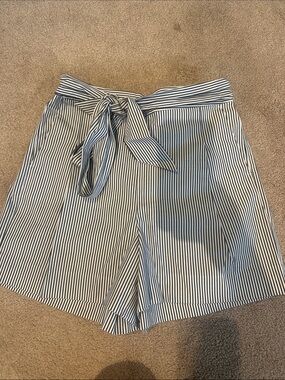 J. Crew Navy and White Striped Tie-Front Bermudas